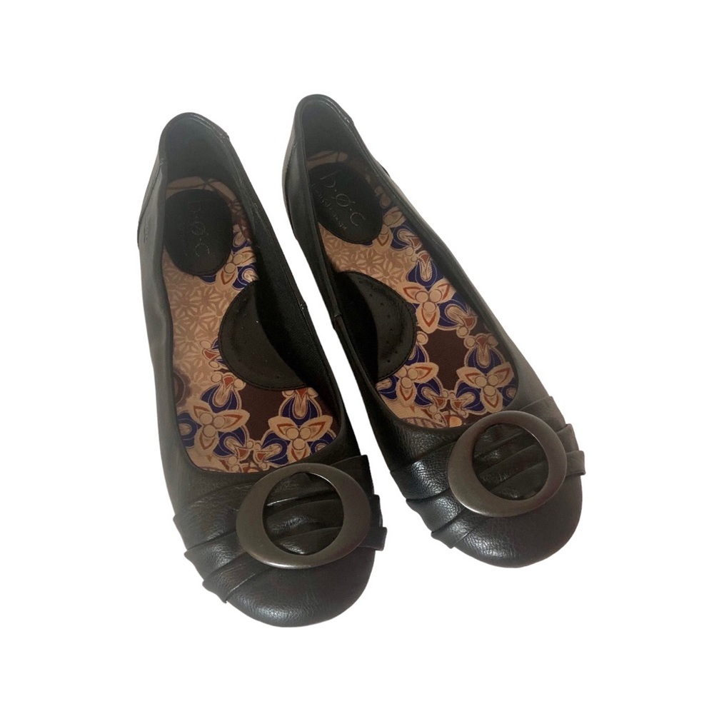 BOC Born Concept Black Leather Ballet Flats